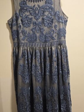 Sundance Dusty Blue Embroidered Tulle Dress